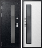 Центурион Т-20-2025 Чёрный муар-Софт ясень белый (термодверь со стеклом)